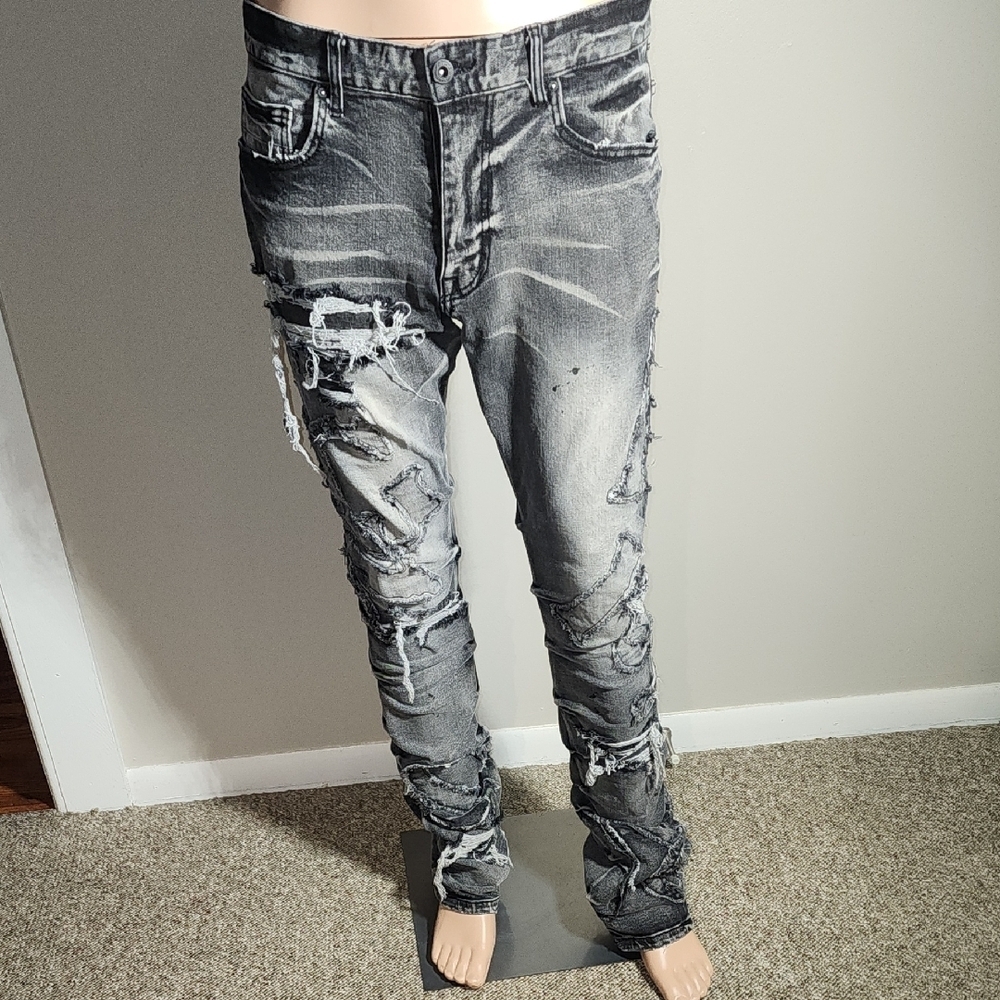 Men's Distressed Black Skinny Jeans